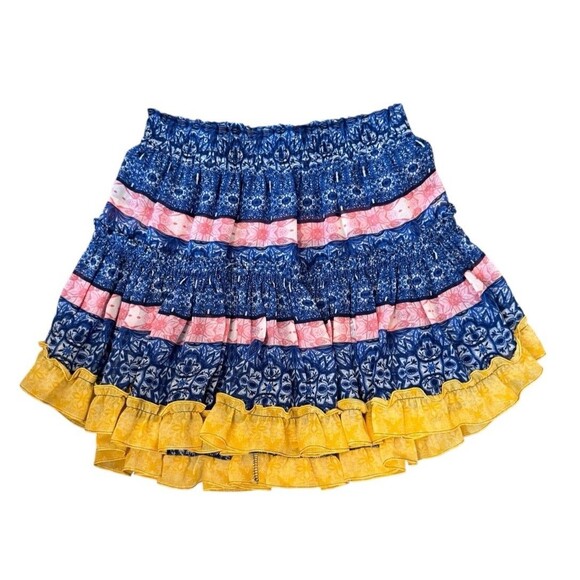 Misa Los Angeles Dresses & Skirts - Misa Los Angeles Marion‎ Tiered Mini Skirt Mixed Tile Print Sz XS